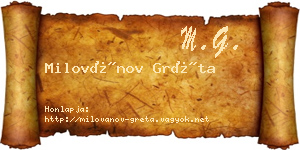 Milovánov Gréta névjegykártya